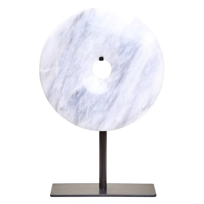 Zoro Small Round White Marble Disc Sculpture