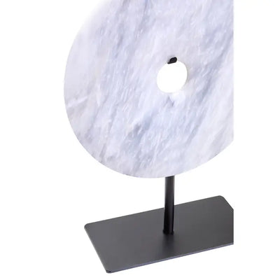 Zoro Small Round White Marble Disc Sculpture