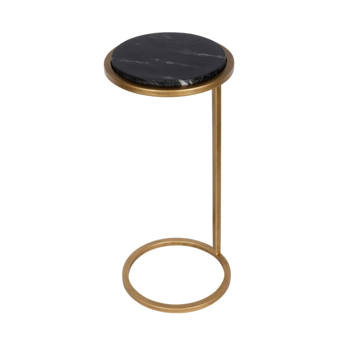 Iota Accent Table Black Marble Aged Gold Frame