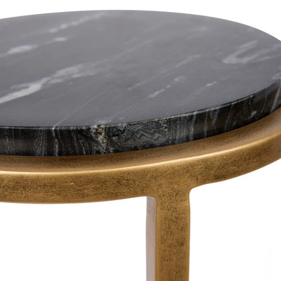 Iota Accent Table Black Marble Aged Gold Frame