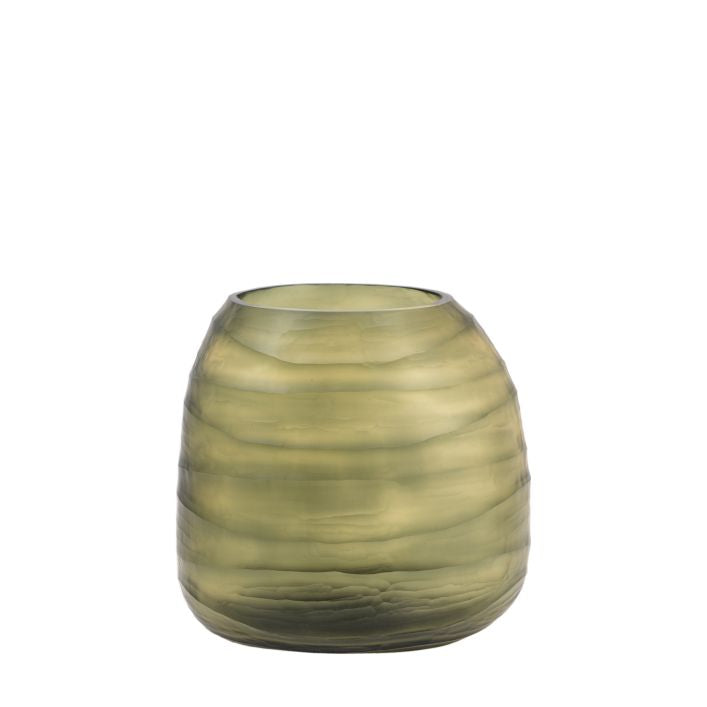 Green Sintra Handblown Carved Glass Vase (2 sizes available)