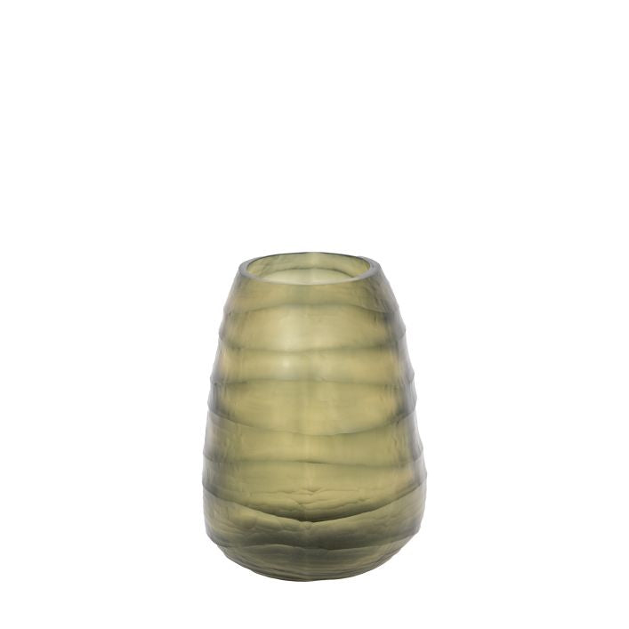 Green Sintra Handblown Carved Glass Vase (2 sizes available)