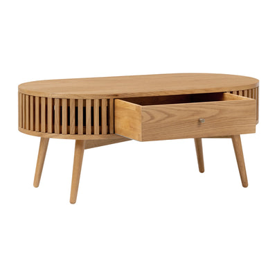 Soho Natural Oval Coffee Table With Drawer