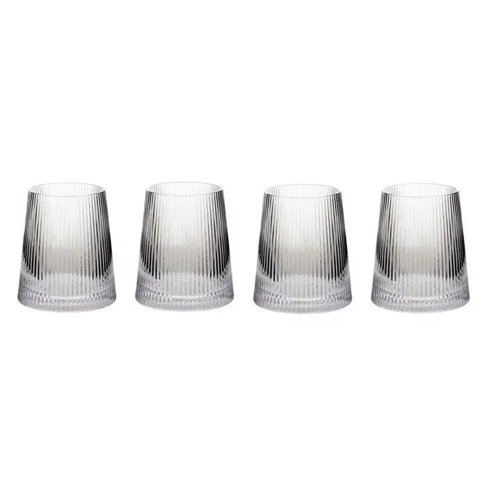 Set Of Four Ribbed Glass Tumblers