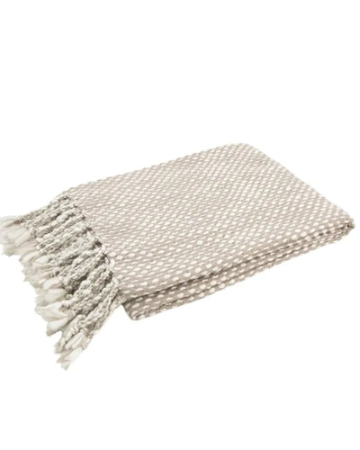 Neutral Ivory And Taupe Raindrop Effect Blanket Throw