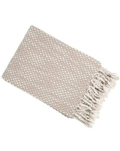 Neutral Ivory And Taupe Raindrop Effect Blanket Throw