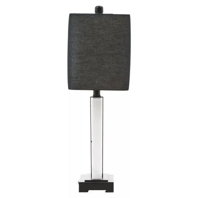 Black and White Marble Table Lamp | Modern Rectangular Design with Black Shade