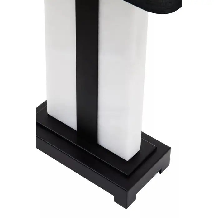 Black and White Marble Table Lamp | Modern Rectangular Design with Black Shade