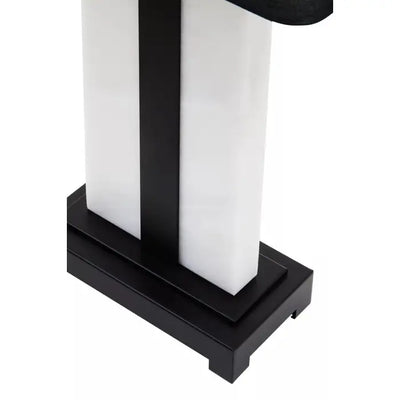Black and White Marble Table Lamp | Modern Rectangular Design with Black Shade