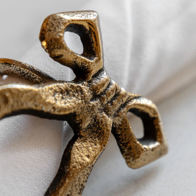 Bow Napkin Ring Antique Gold 4pk