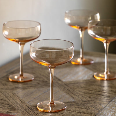 Set of 4 Coupe Glass Amber