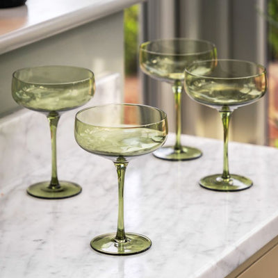 Set of 4 Coupe Glass Green