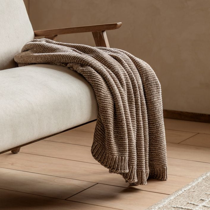 Luxe Chunky Chenille Throw Taupe