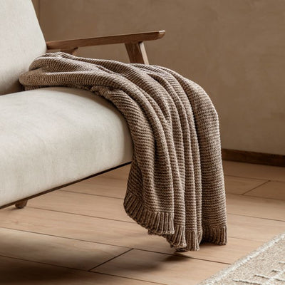 Luxe Chunky Chenille Throw Taupe