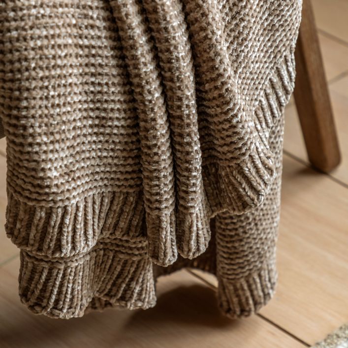 Luxe Chunky Chenille Throw Taupe