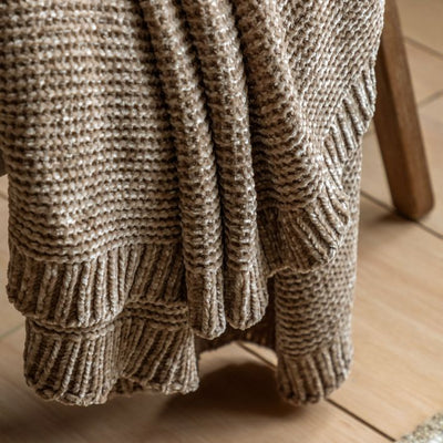 Luxe Chunky Chenille Throw Taupe