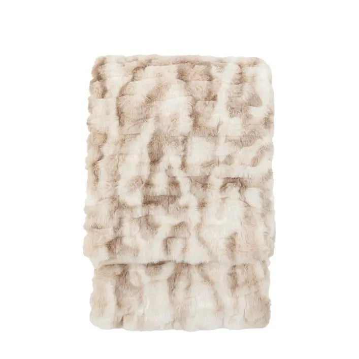 Luxe Ruched Faux Fur Throw Cream
