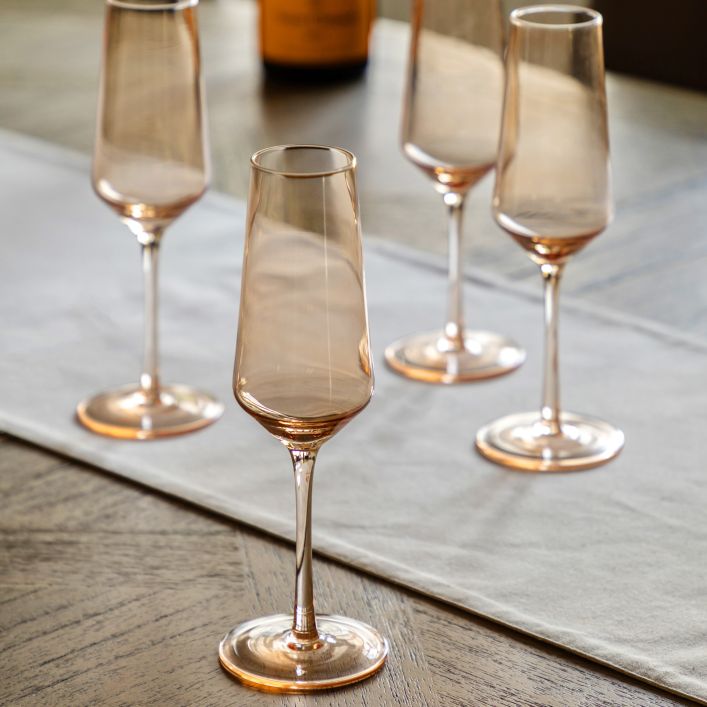 Set of 4 Flute Glass Amber