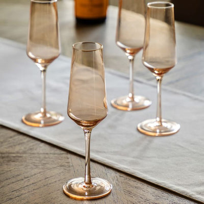 Set of 4 Flute Glass Amber