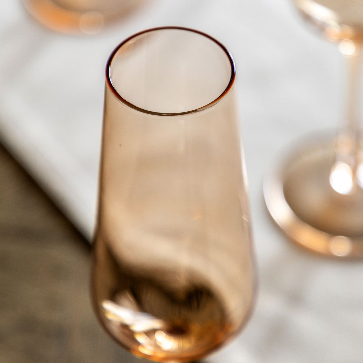 Set of 4 Flute Glass Amber