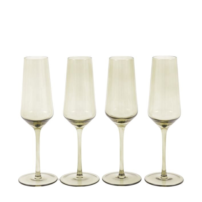 Set of 4 Flute Glass Green