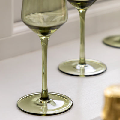Set of 4 Flute Glass Green