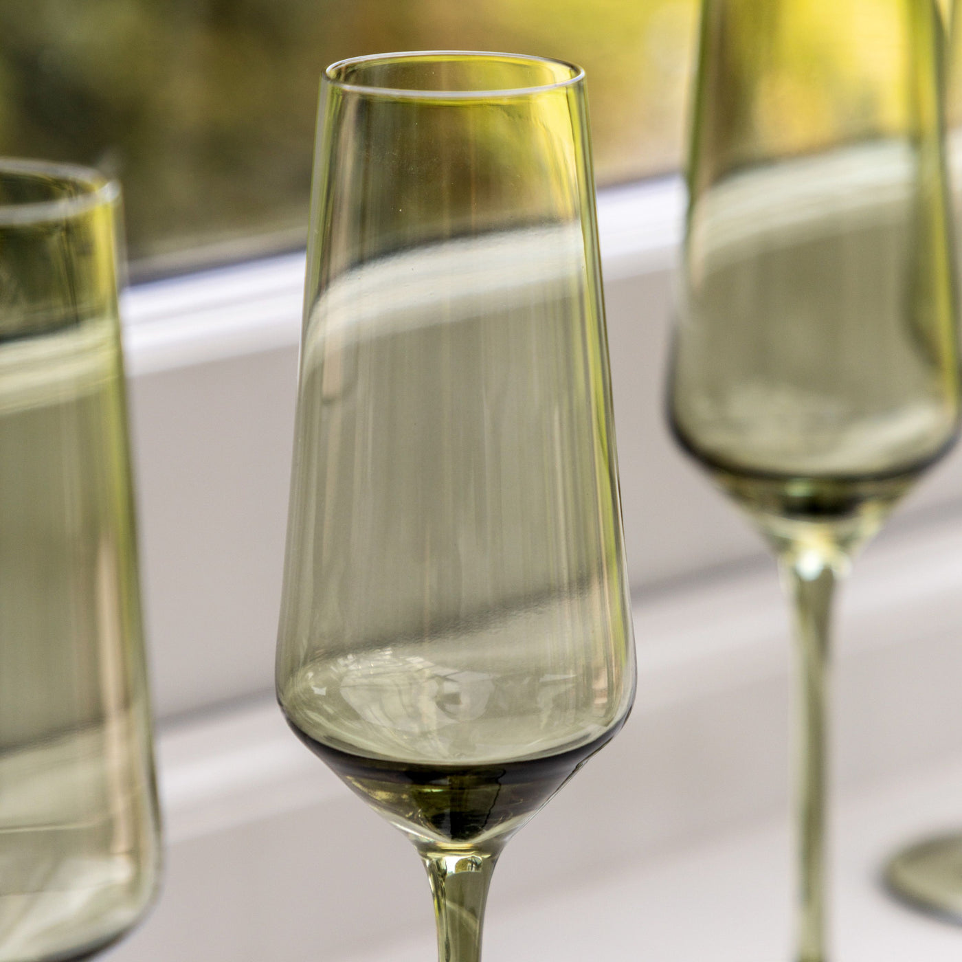 Set of 4 Flute Glass Green