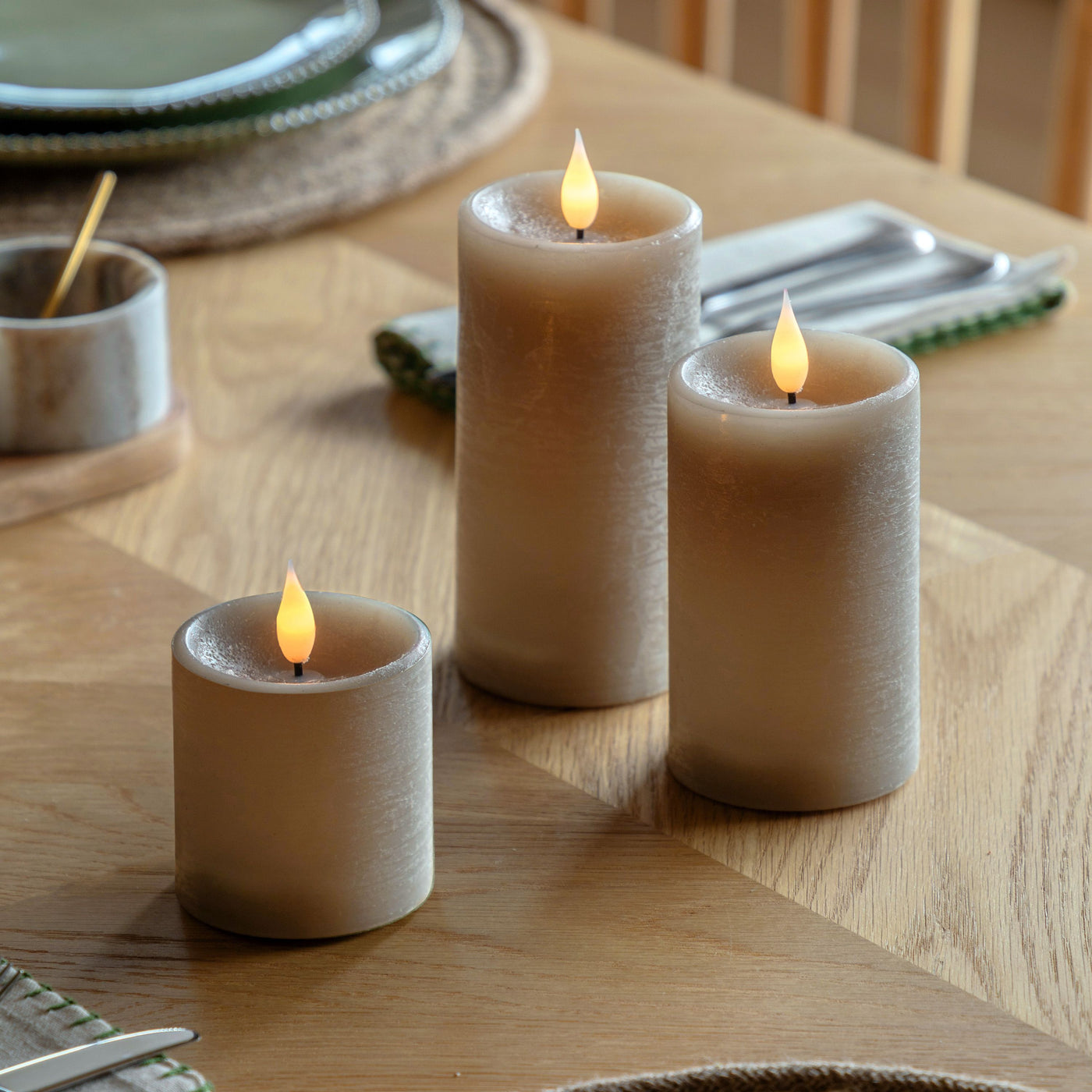 LED 1 Wick Candle 3 pack Warm Grey