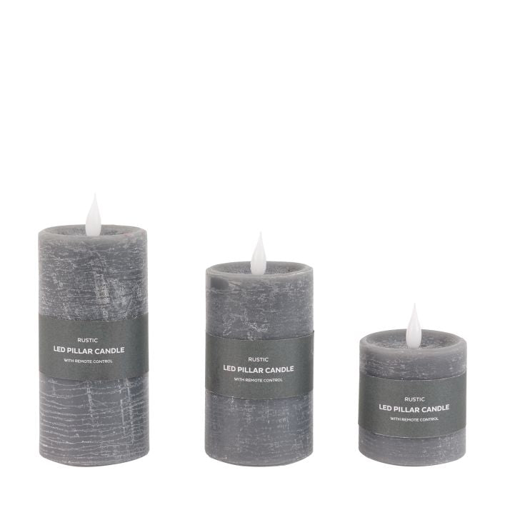 LED 1 Wick Candle 3 pack Grey