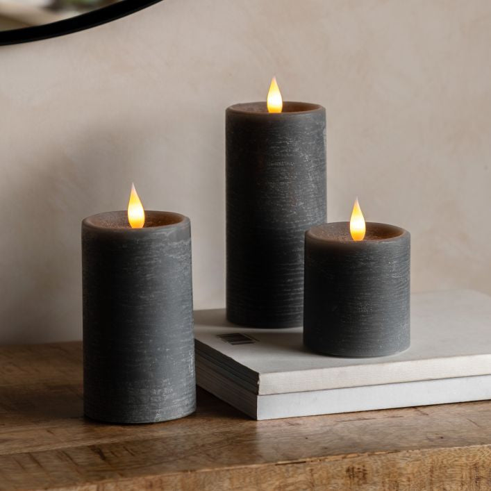 LED 1 Wick Candle 3 pack Grey