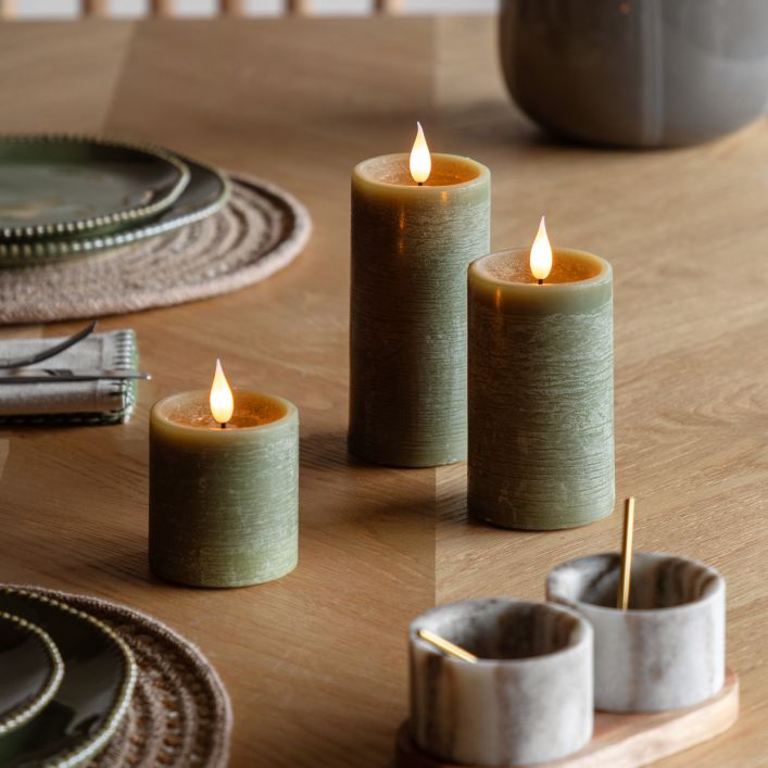 LED 1 Wick Candle 3 pack Olive