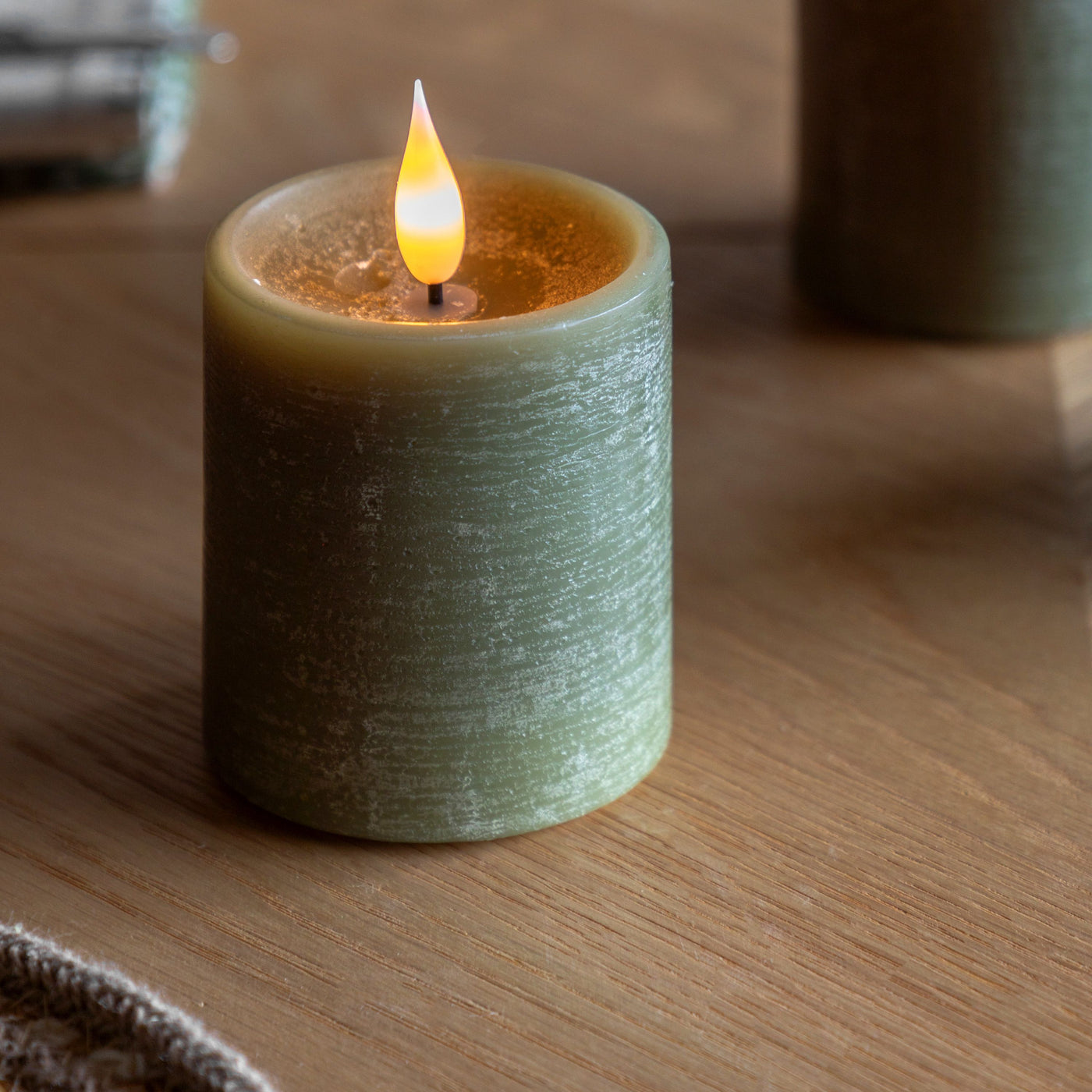 LED 1 Wick Candle 3 pack Olive