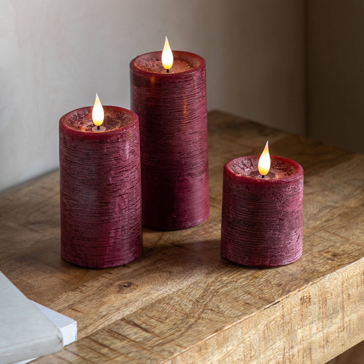 LED 1 Wick Candle 3 pack Oxblood