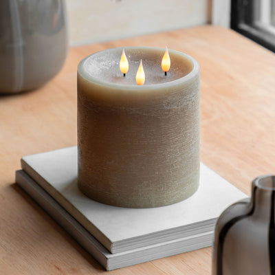 LED 3 Wick Candle Warm Grey