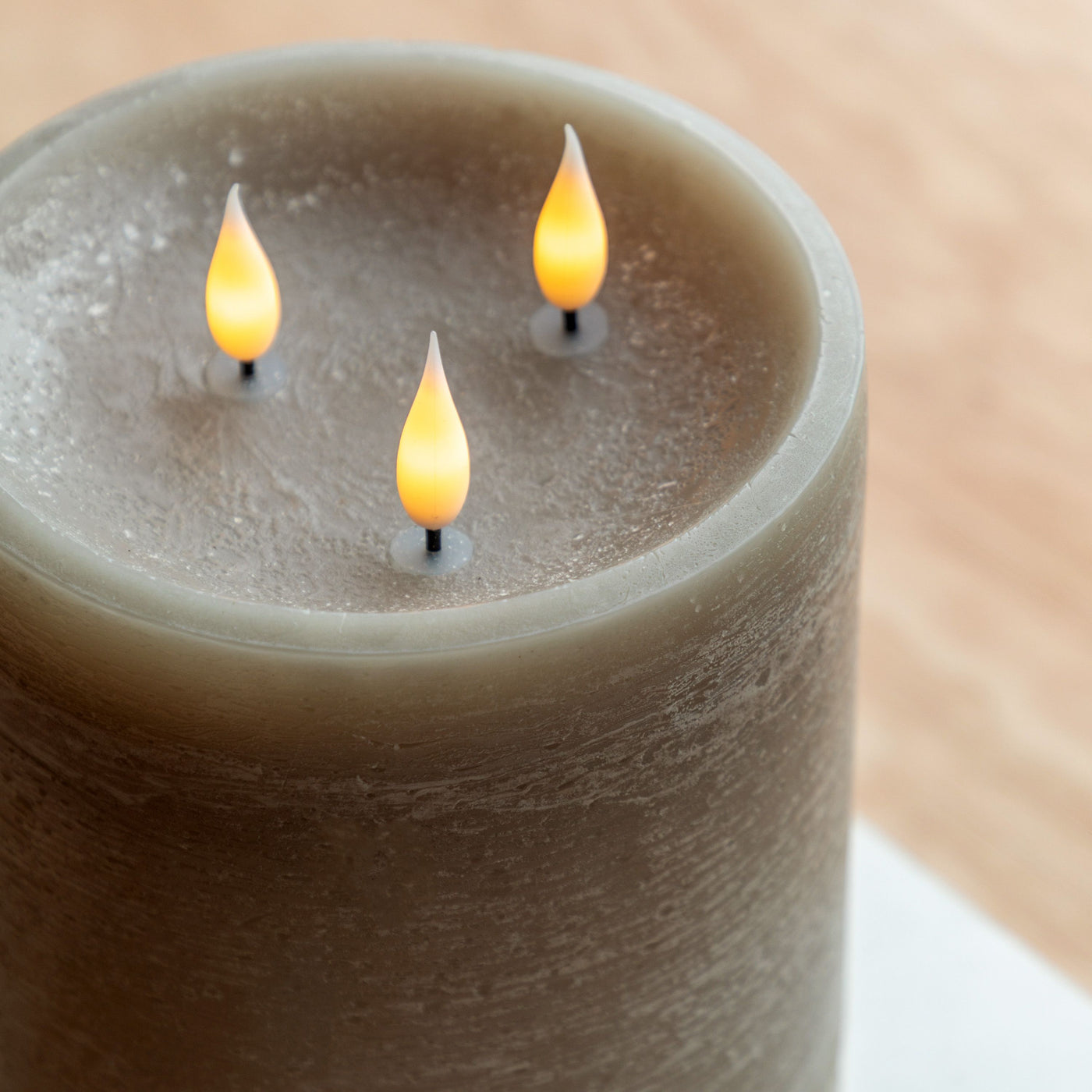 LED 3 Wick Candle Warm Grey