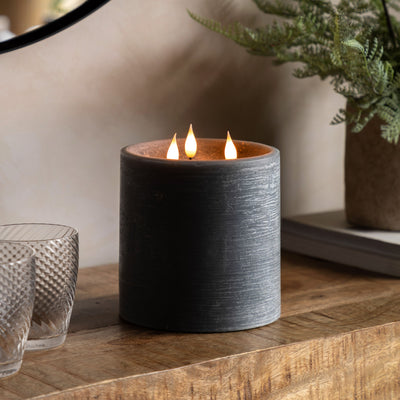 LED 3 Wick Candle Grey