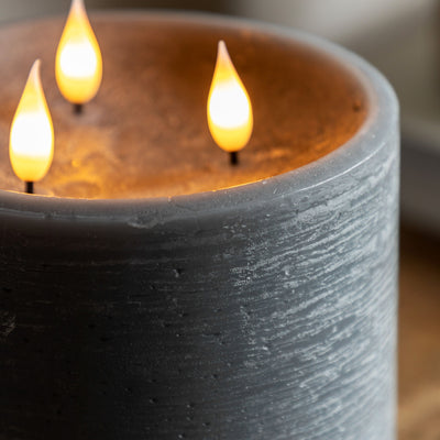 LED 3 Wick Candle Grey