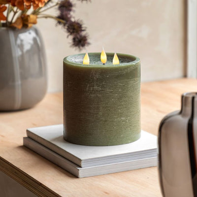 LED 3 Wick Candle Olive