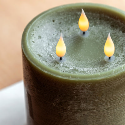 LED 3 Wick Candle Olive