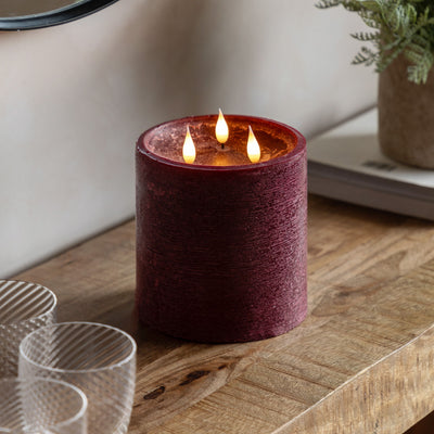 LED 3 Wick Candle Oxblood