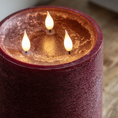 LED 3 Wick Candle Oxblood
