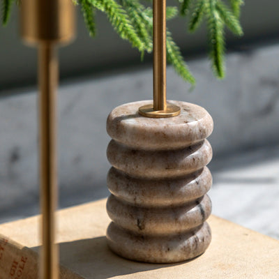 Gold Candle Stick Set of 2 Beige Marble
