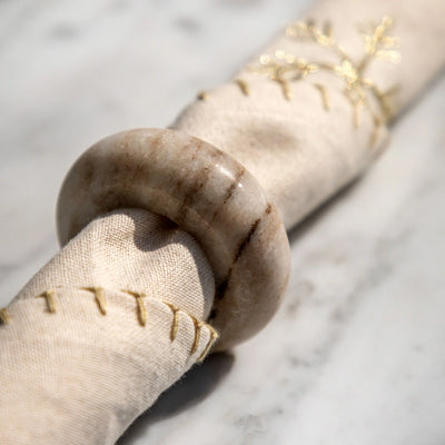 Napkin Rings Set of 4 Beige Marble