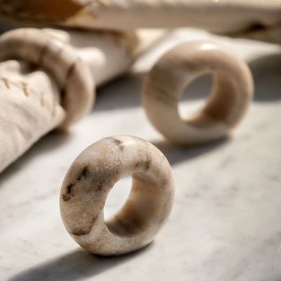 Napkin Rings Set of 4 Beige Marble