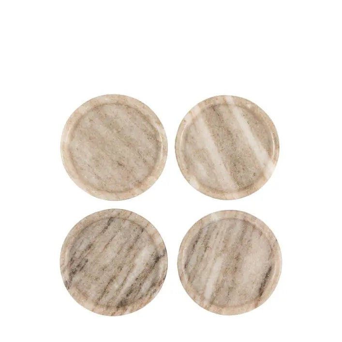 Round Coasters Set of 4 Beige Marble