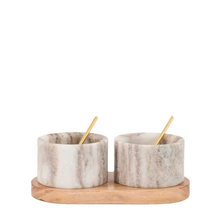 Spoon and Pinch Pot Beige Marble