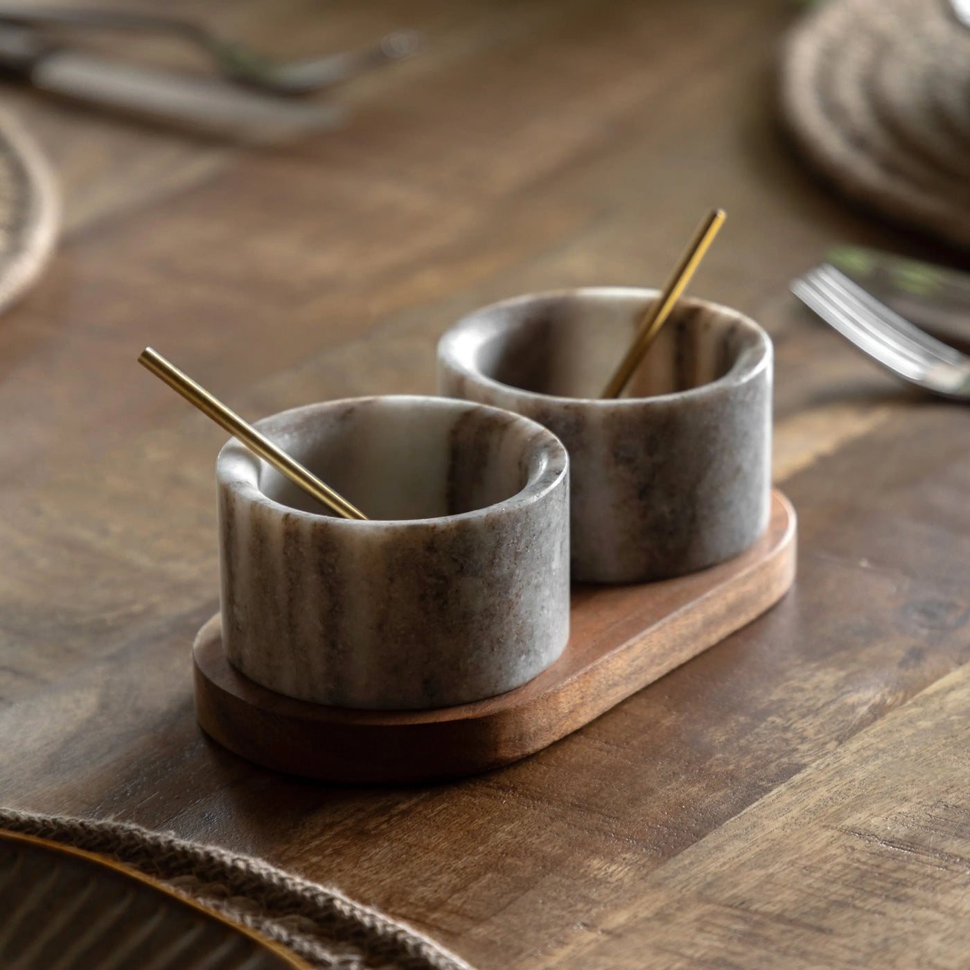Spoon and Pinch Pot Beige Marble