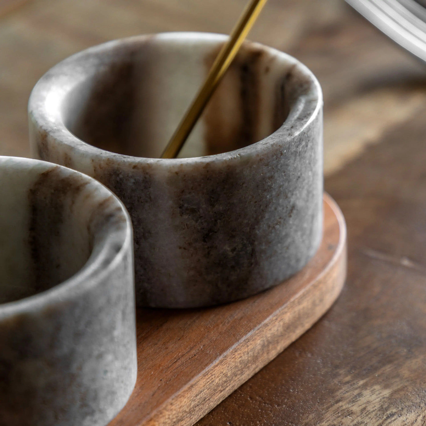 Spoon and Pinch Pot Beige Marble