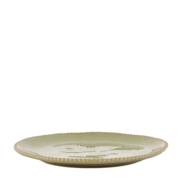 Set of 4 Beaded Dinner Plate Olive