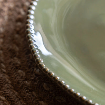 Set of 4 Beaded Dinner Plate Olive